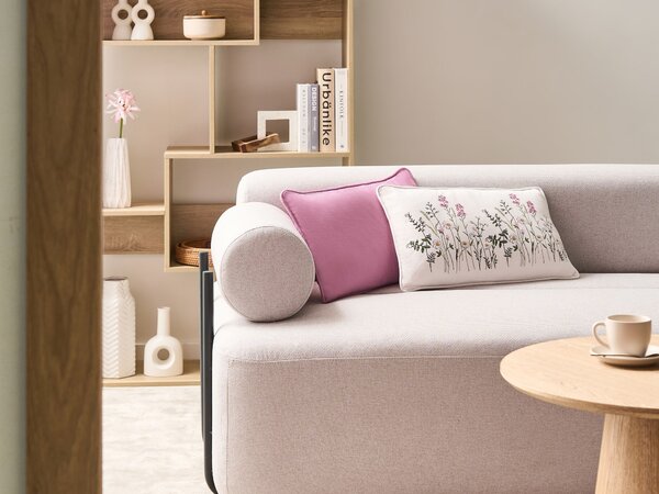 Sada 2 dekoratívnych vankúšov biela ružová bavlna kvetinový vzor 30 x 50 cm moderný štýl obývacia izba spálňa