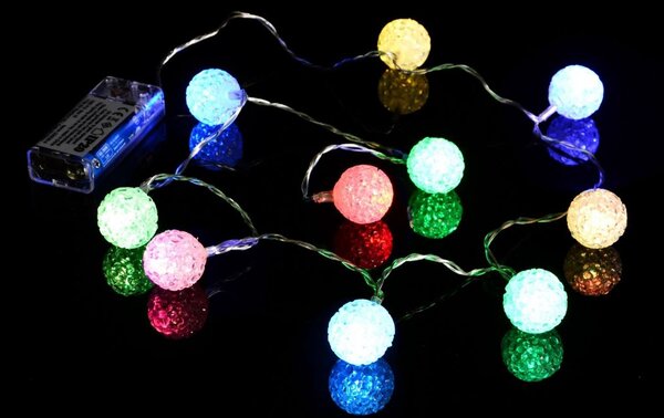 Nexos 57397 Vianočná dekoratívna reťaz - svetelné gule - 10 LED farebné