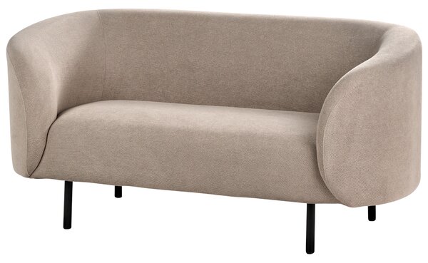 2-miestna pohovka sivobéžová polyester látkové čalúnenie čierne kovové nohy zaoblený tvar moderný art deco štýl obývačka