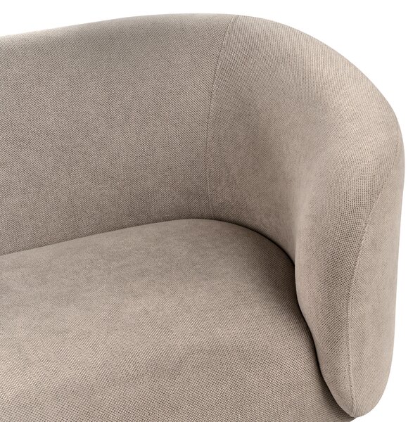 2-miestna pohovka sivobéžová polyester látkové čalúnenie čierne kovové nohy zaoblený tvar moderný art deco štýl obývačka