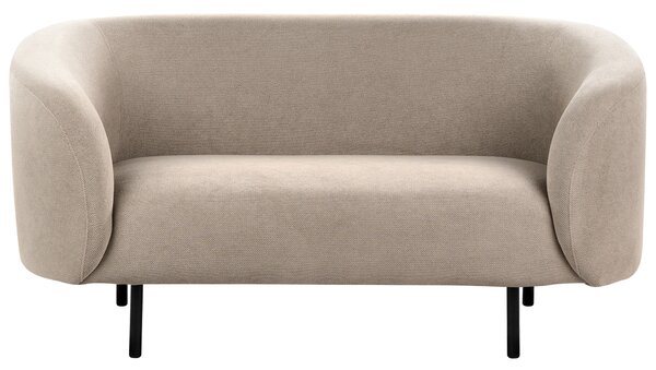 2-miestna pohovka sivobéžová polyester látkové čalúnenie čierne kovové nohy zaoblený tvar moderný art deco štýl obývačka