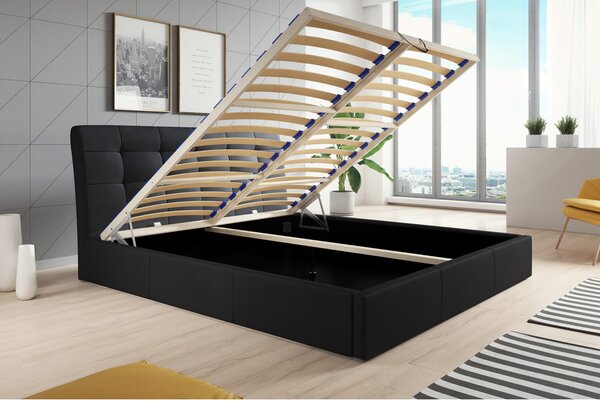 Ćalúnená posteľ ADLO rozmer 90x200 cm Čierna eko-koža