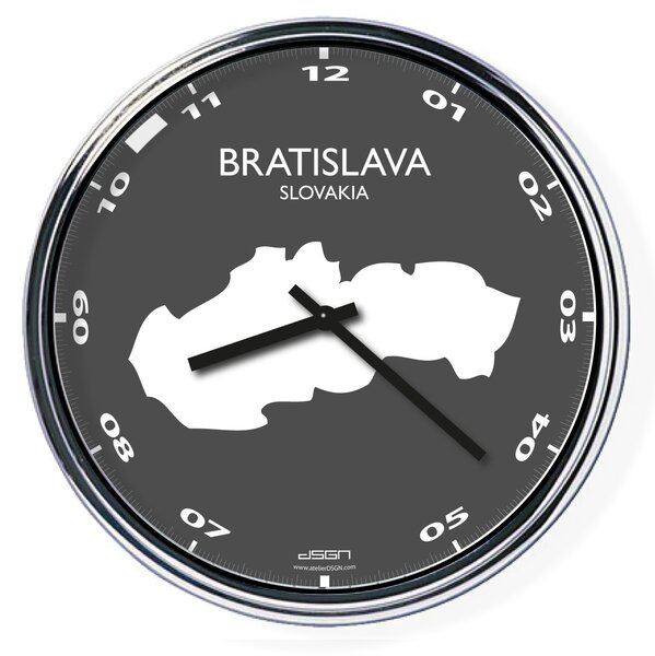 Nástenné hodiny s mapou: Slovakia/Bratislava, Výber farieb Svetlé