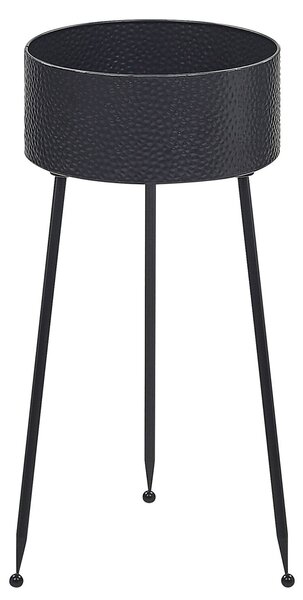 Kvetináč čierny železný 29 x 26 x 50 cm interiér exteriér statívové nohy odolnosť voči UV žiareniu moderný priemyselný štýl