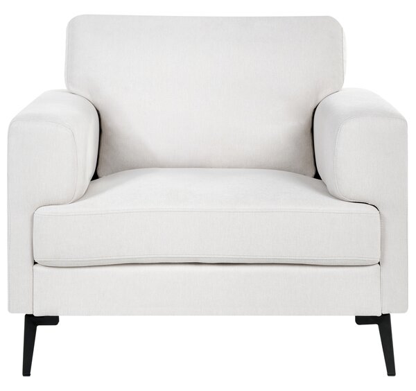 Kreslo svetlobéžové látkové čalúnenie železné nohy minimalistický štýl mid century modern