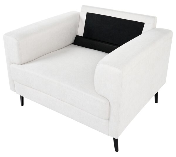 Kreslo svetlobéžové látkové čalúnenie železné nohy minimalistický štýl mid century modern