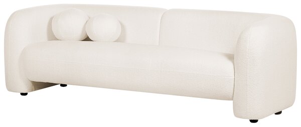 3-miestna pohovka biela buklé čalúnenie extra vankúše retro glamour art deco štýl