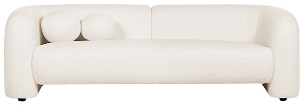 3-miestna pohovka biela buklé čalúnenie extra vankúše retro glamour art deco štýl
