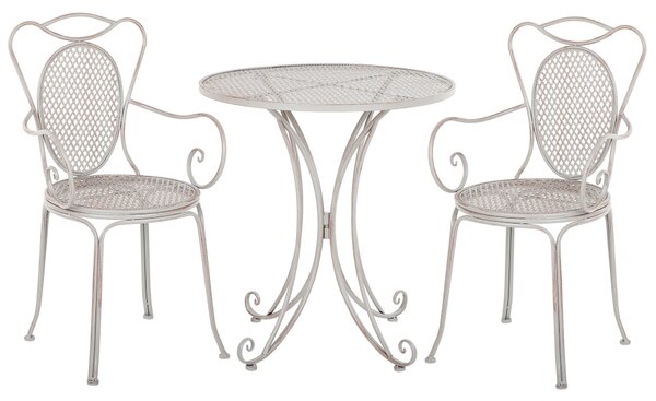Záhradná bistro sada sivý železný stolík 2 stoličky vintage štýl francúzsky shabby chic