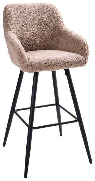 Sada 2 barových stoličiek sivobéžové buklé čalúnenie čierne kovové nohy jedáleň kuchyňa