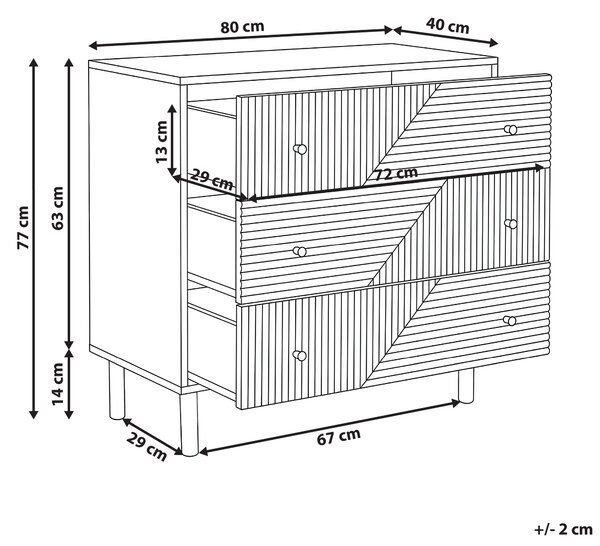Komoda so zásuvkami svetlohnedá MDF materiál nohy z borovicového dreva minimalistický škandinávsky štýl