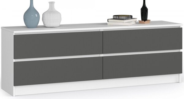Komoda K160 4SZ - biela/grafit