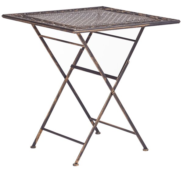 Záhradný stôl čierny kovový skladací štvorcový 70 x 70 cm UV odolný retro dizajn balkón terasa záhrada
