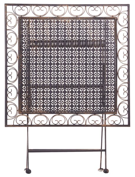 Záhradný stôl čierny kovový skladací štvorcový 70 x 70 cm UV odolný retro dizajn balkón terasa záhrada