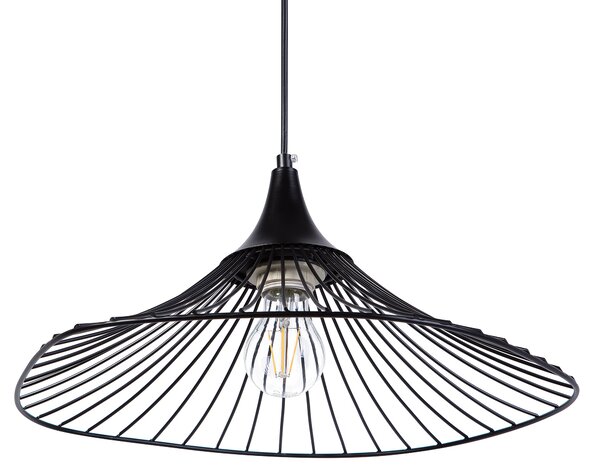 Závesná lampa čierne kovové otvorené tienidlo interiérové osvetlenie industriálny dizajn