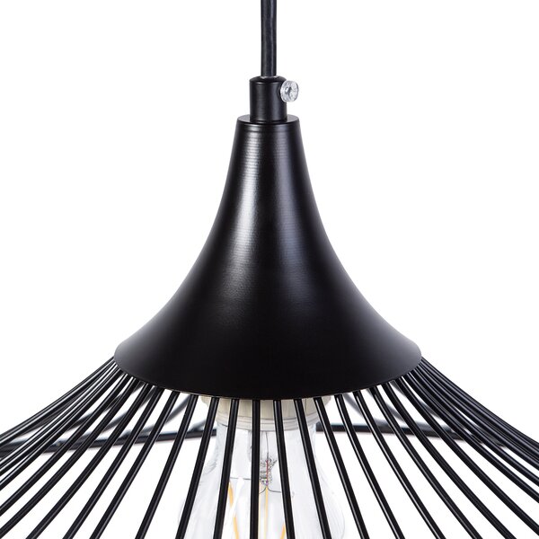 Závesná lampa čierne kovové otvorené tienidlo interiérové osvetlenie industriálny dizajn