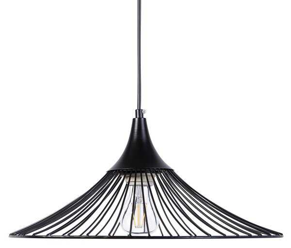 Závesná lampa čierne kovové otvorené tienidlo interiérové osvetlenie industriálny dizajn