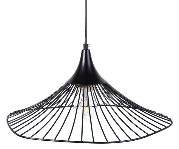 Závesná lampa čierne kovové otvorené tienidlo interiérové osvetlenie industriálny dizajn