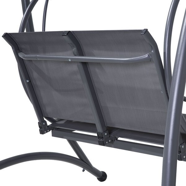 Záhradná hojdačka sivá polyester PVC pre 2 osoby so strieškou moderný štýl záhrada exteriér