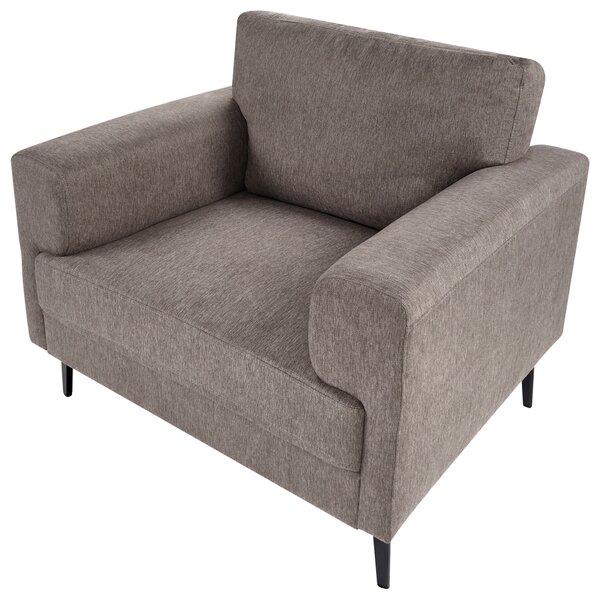 Kreslo hnedé látkové čalúnenie železné nohy minimalistický štýl mid century modern