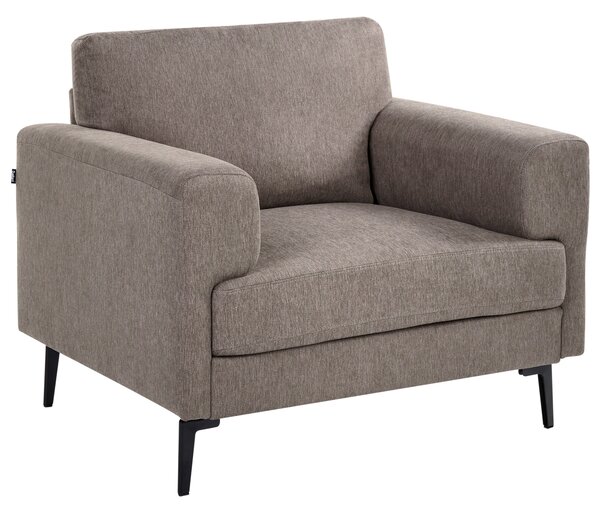 Kreslo hnedé látkové čalúnenie železné nohy minimalistický štýl mid century modern