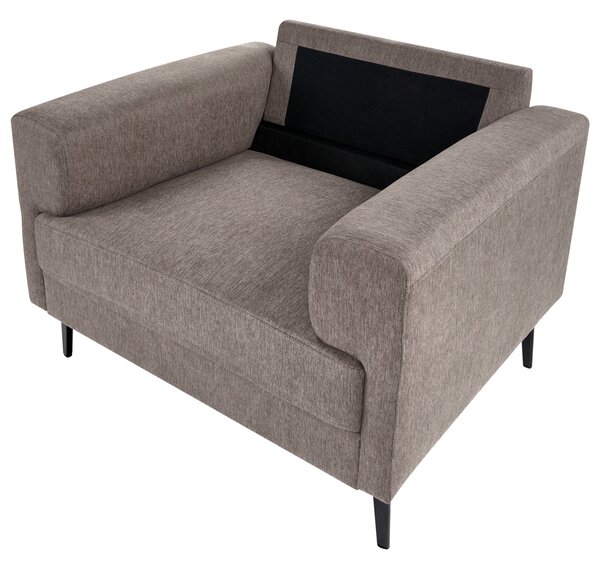 Kreslo hnedé látkové čalúnenie železné nohy minimalistický štýl mid century modern