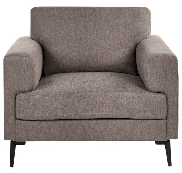 Kreslo hnedé látkové čalúnenie železné nohy minimalistický štýl mid century modern