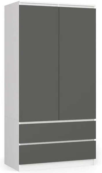 Šatníková skriňa S90 2D2SZ - biela/grafit