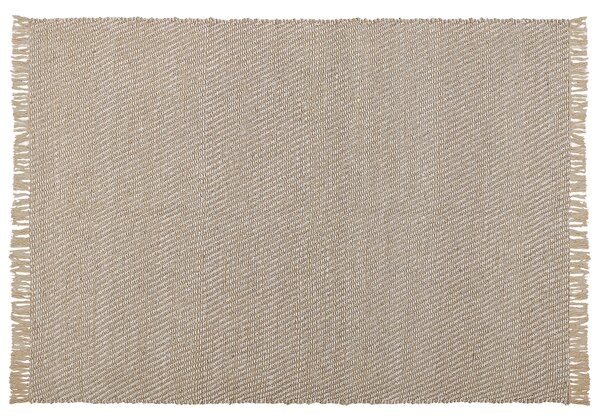 Koberec béžový juta a bavlna 140 x 200 cm ručne tkaný so strapcami boho chodba spálňa