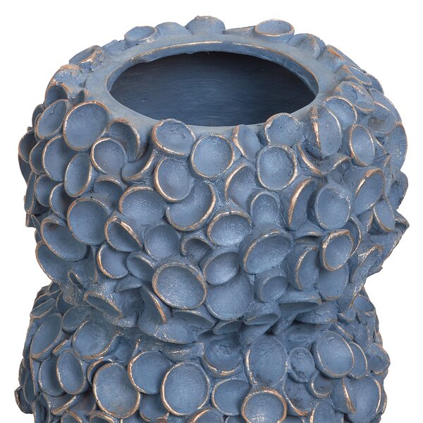 Váza na kvety modrá dekoratívna vzorovaná do interiéru a exteriéru retro boho štýl
