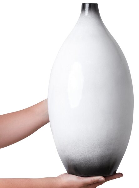 Dekoratívna váza čierna biela terakota 46 cm lesklý povrch moderný tradičný štýl obývačka doplnky