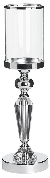 Svietnik strieborná železo sklo 42 cm na 1 sviečku moderný glamour štýl doplnky