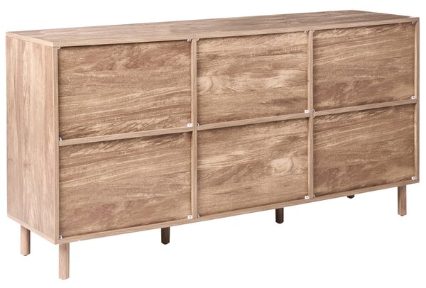 Komoda s dvierkami svetlohnedá MDF materiál nohy z borovicového dreva minimalistický škandinávsky štýl