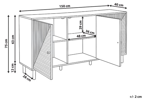 Komoda s dvierkami svetlohnedá MDF materiál nohy z borovicového dreva minimalistický škandinávsky štýl