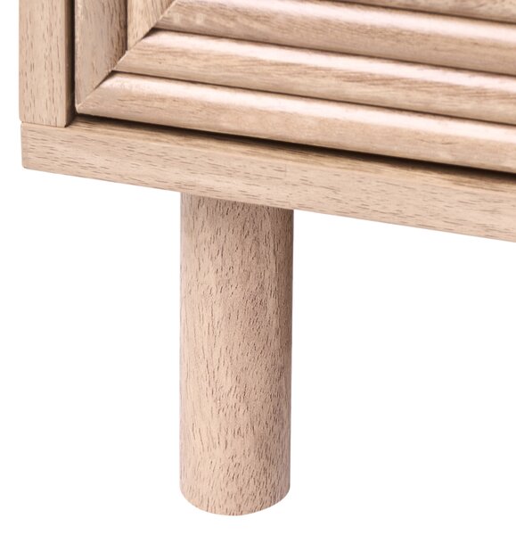 Komoda s dvierkami svetlohnedá MDF materiál nohy z borovicového dreva minimalistický škandinávsky štýl
