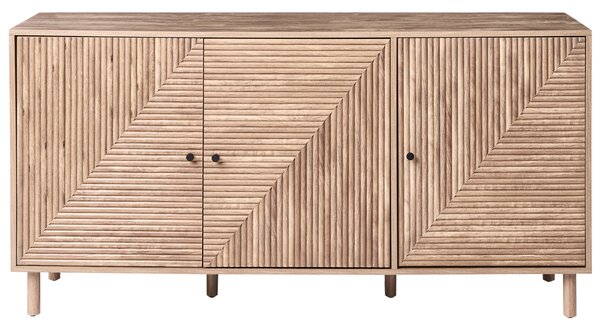 Komoda s dvierkami svetlohnedá MDF materiál nohy z borovicového dreva minimalistický škandinávsky štýl