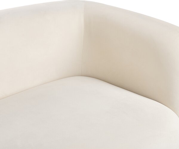 Pohovka krémová biela zamatové čalúnenie 3-miestna extra vankúše retro glamour art deco štýl obývačka