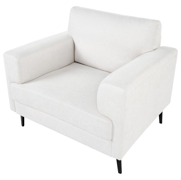 Kreslo svetlobéžové látkové čalúnenie železné nohy minimalistický štýl mid century modern