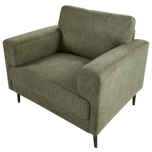 Kreslo zelené látkové čalúnenie železné nohy minimalistický štýl mid century modern