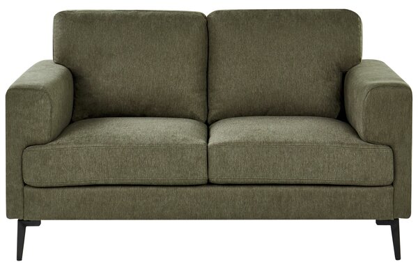 2-miestna pohovka zelené látkové čalúnenie železné nohy minimalistický štýl mid century modern