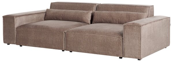 2-miestna modulárna pohovka s taburetom hnedá látkové čalúnenie nohy zo syntetického materiálu minimalistický moderný štýl