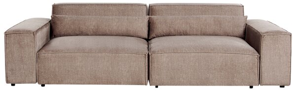 2-miestna modulárna pohovka s taburetom hnedá látkové čalúnenie nohy zo syntetického materiálu minimalistický moderný štýl