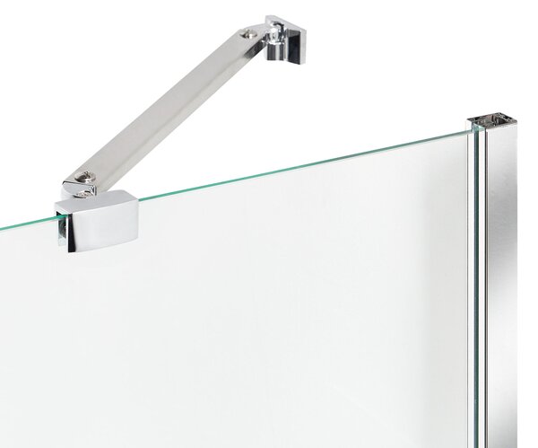 Sprchová zástena na vaňu s dvierkami strieborná priehľadná matné tvrdené sklo hliník nehrdzavejúca oceľ 140 x 100 cm minimalistický dizajn