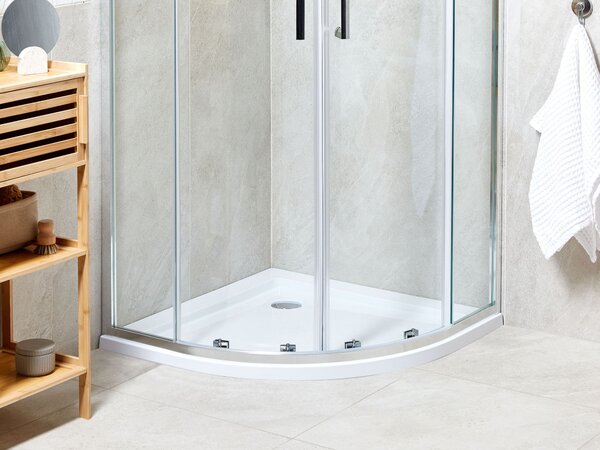 Sprchová vanička s odtokom biela akrylát ABS syntetický materiál 90 x 90 x 5 cm zaoblený tvar minimalistická kúpeľňa
