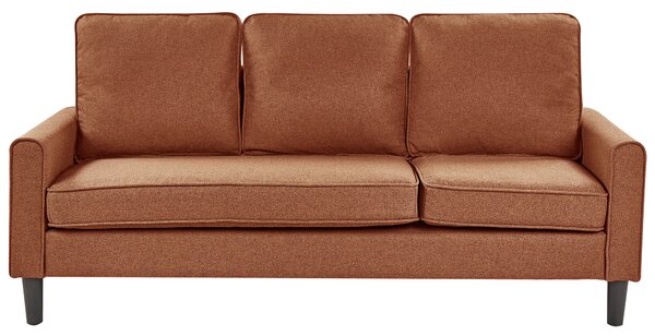 Pohovka zlatohnedá látková čalúnená 3 miestna s taburetom mid century modern obývacia izba