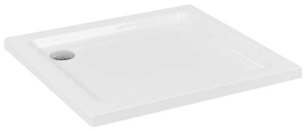Sprchová vanička s odtokom biela akrylát ABS syntetický materiál 80 x 80 x 5 cm štvorcový tvar minimalistická kúpeľňa