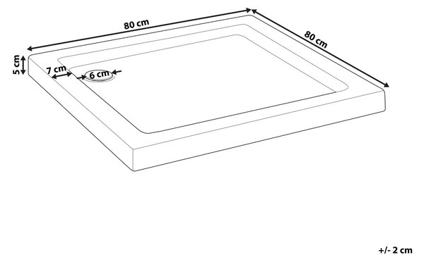 Sprchová vanička s odtokom biela akrylát ABS syntetický materiál 80 x 80 x 5 cm štvorcový tvar minimalistická kúpeľňa