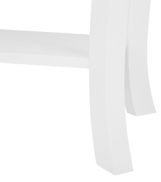 Konzolový stolík biely MDF drevotrieska 100 x 30 cm s policou klasický dizajn obývacia izba