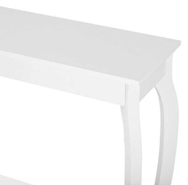 Konzolový stolík biely MDF drevotrieska 100 x 30 cm s policou klasický dizajn obývacia izba