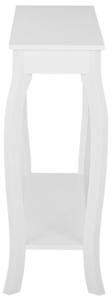 Konzolový stolík biely MDF drevotrieska 100 x 30 cm s policou klasický dizajn obývacia izba